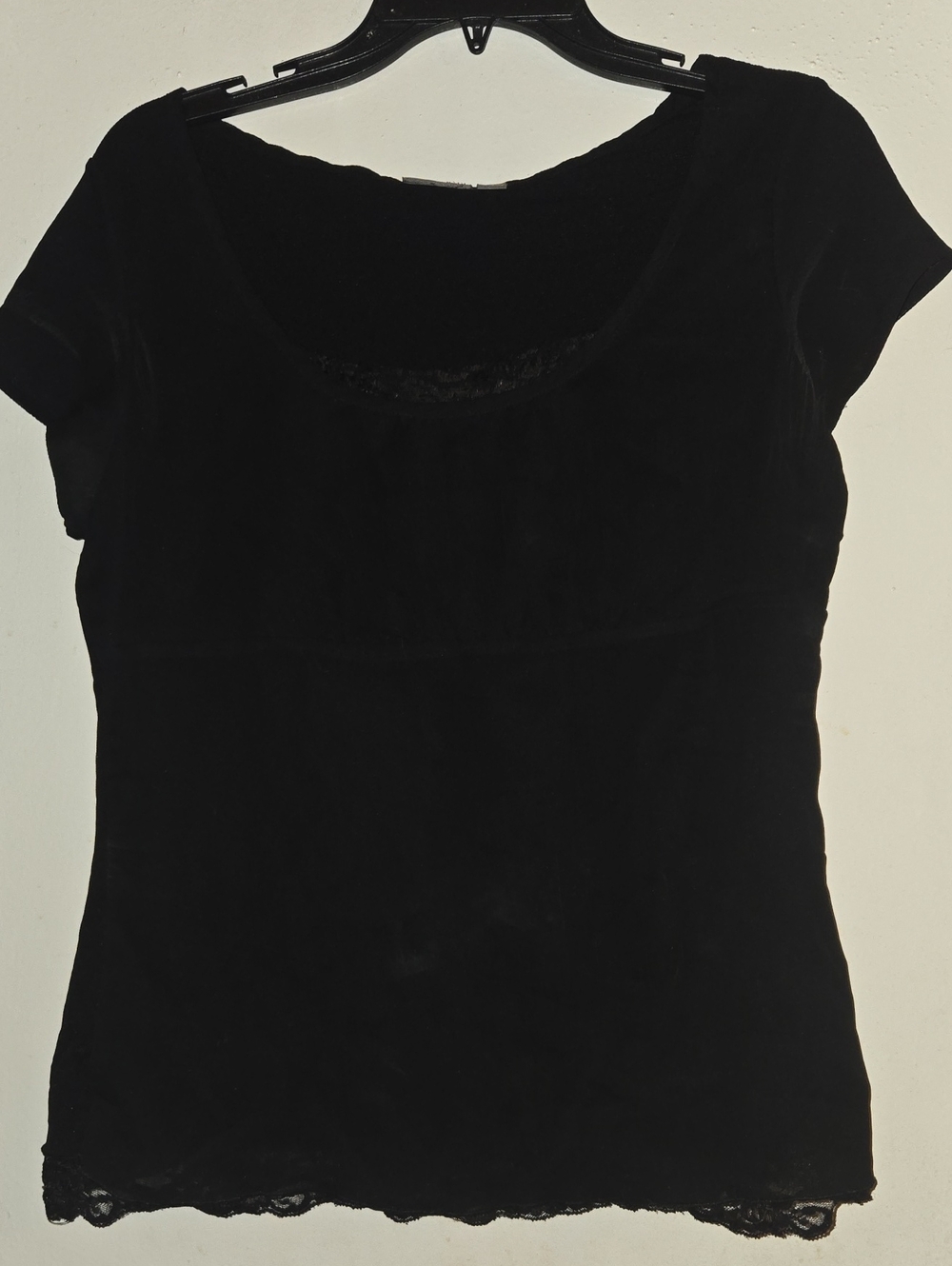Classic Black Sheer Scoop Neck Women's Top